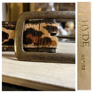 Hyde Collection Leopard Print Calf Hair Leather Belt